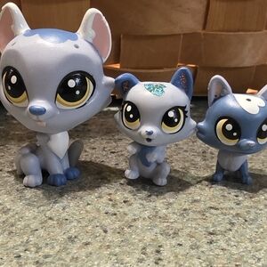 Littlest Pet Shop Blue and Gray Cat Figures